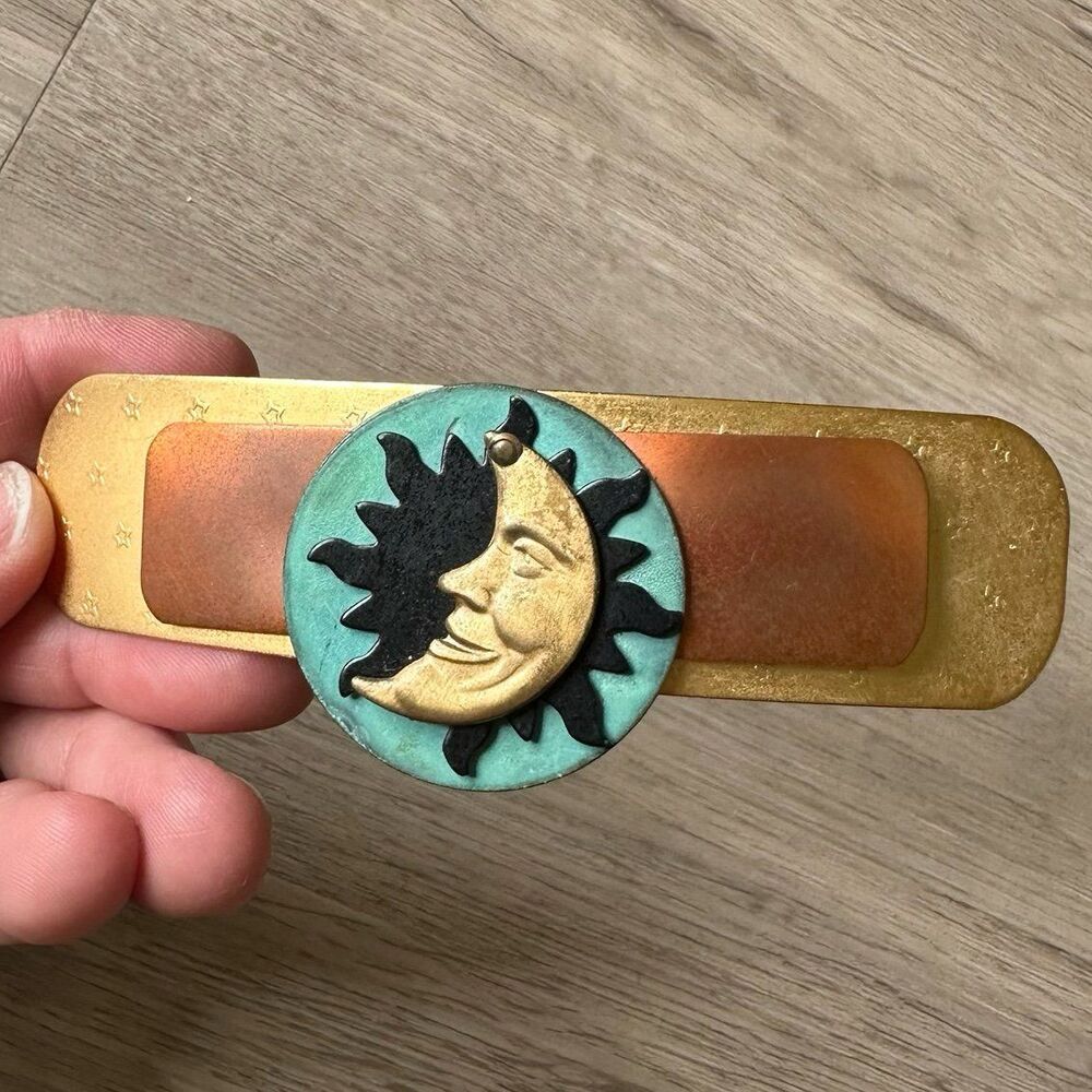 Celestial Moon Sun Boho Gold French Hair Clip - Picture 2 of 9